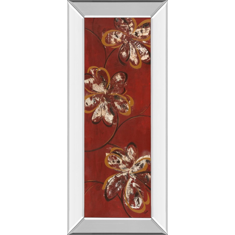 Flowers Dancing Il By Katrina Craven – Mirror Framed Print Wall Art – Red