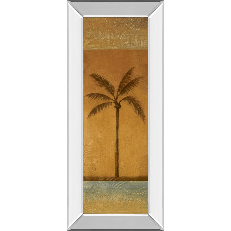 Golden Palm I By Jordan Grey – Mirror Framed Print Wall Art – Dark Brown