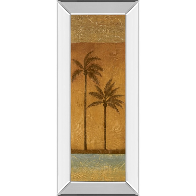 Golden Palm Il By Jordan Grey – Mirror Framed Print Wall Art – Dark Brown