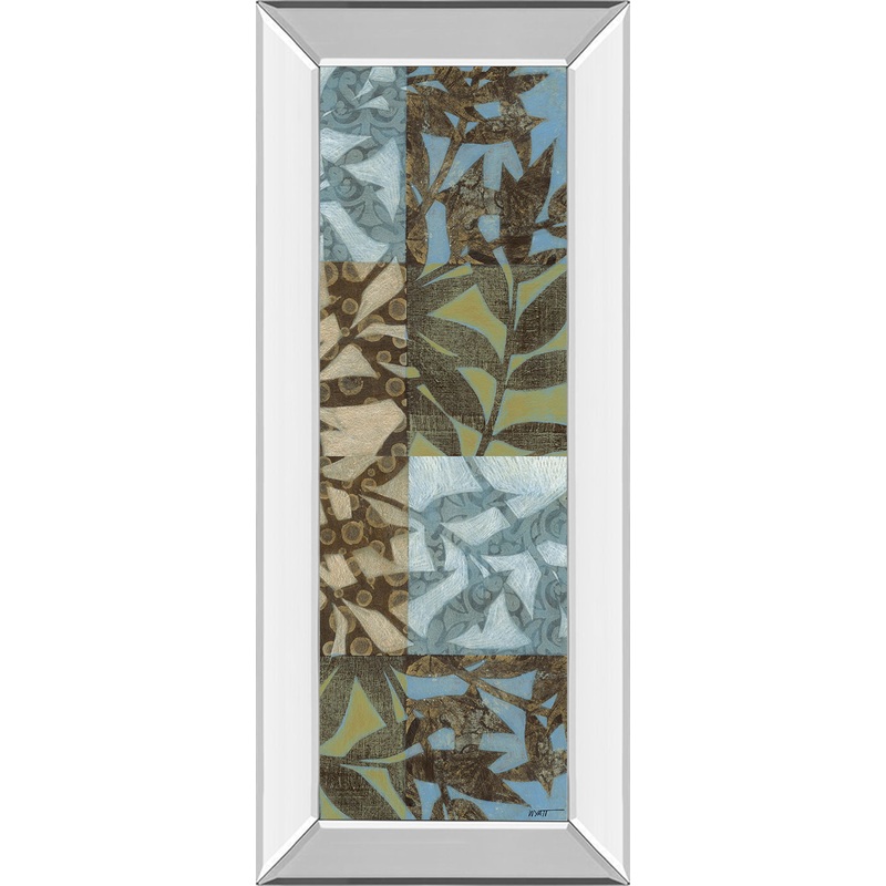 Leaves I – Mirror Framed Print Wall Art – Blue