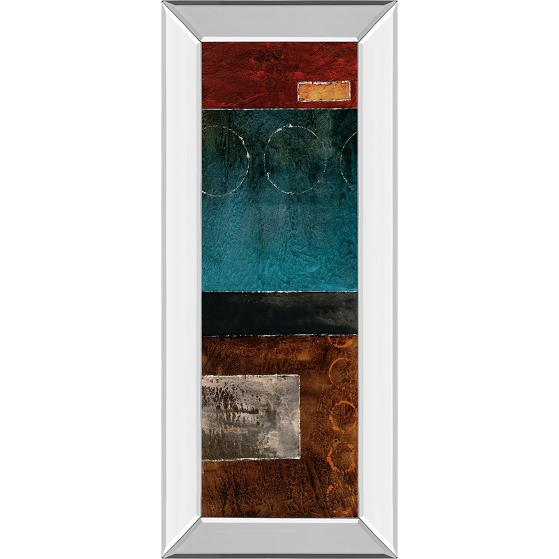 Linear I By W. Blake – Mirror Framed Print Wall Art – Blue