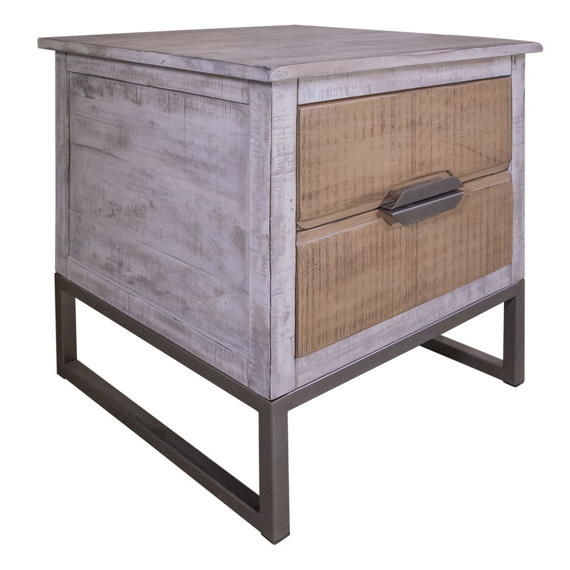 Mita – End Table – Honey Brown / Light Gray
