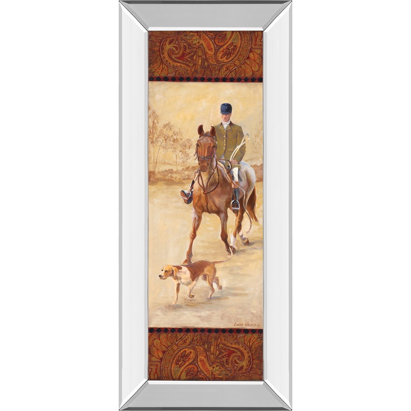 On The Hunt Il By Linda Wacaster – Mirror Framed Print Wall Art – Beige