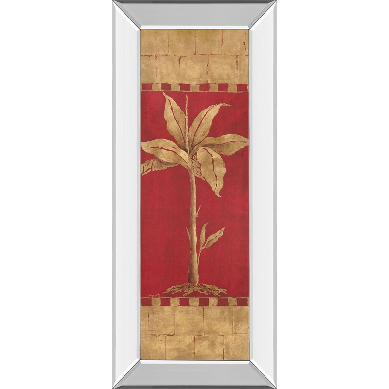 Palm Pizzazz I By Angela Ferrante – Mirror Framed Print Wall Art – Red