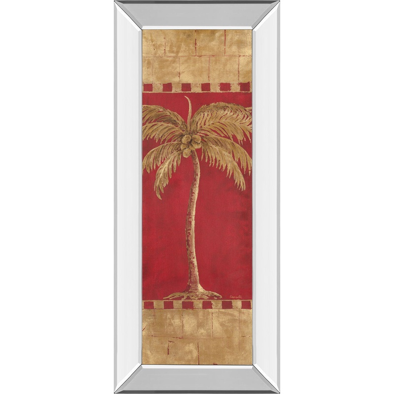 Palm Pizzazz Il By Angela Ferrante – Mirror Framed Print Wall Art – Red