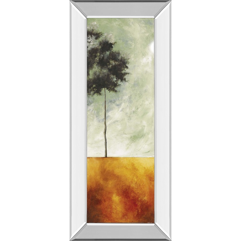 Palms Left – Mirror Framed Print Wall Art – Dark Gray