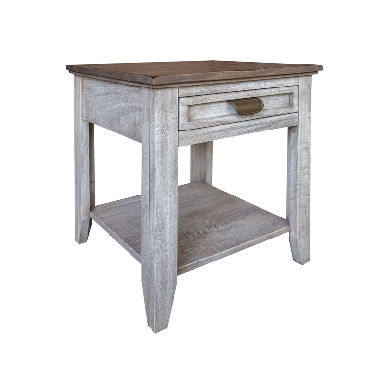 Sahara – 1 Drawer End Table – Light Cream / Brown Caramel