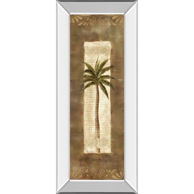 Scroll Palm Il By Carol Robinson – Mirror Framed Print Wall Art – Beige