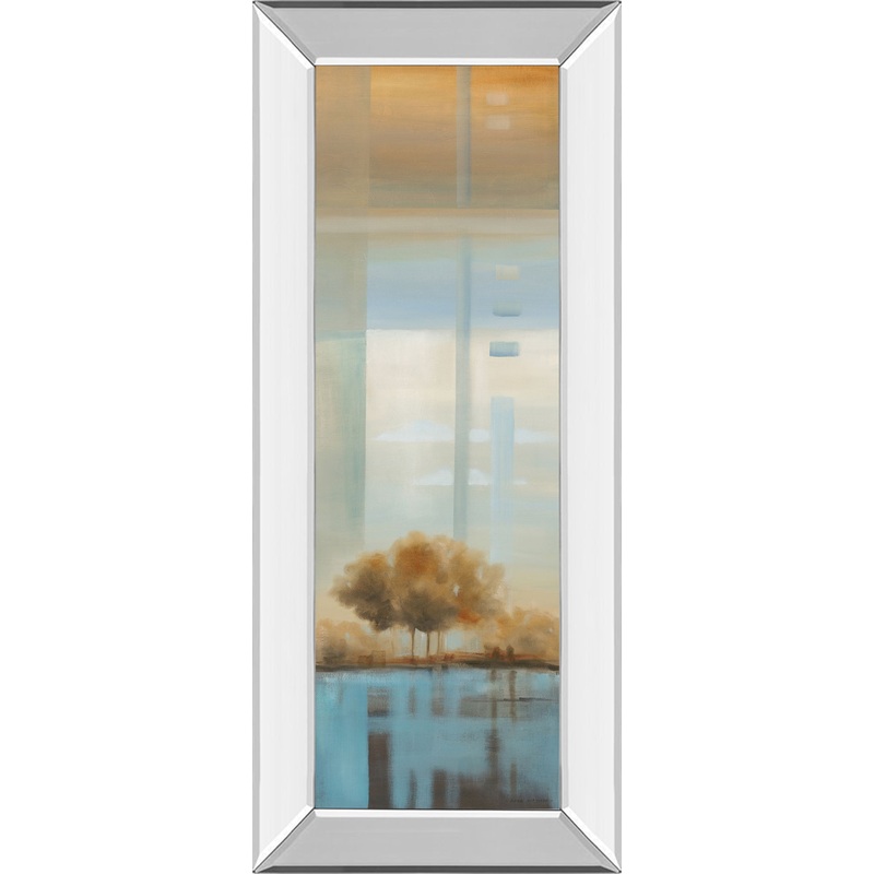 Window On The Word Il By Carol Robinson – Mirror Framed Print Wall Art – Blue