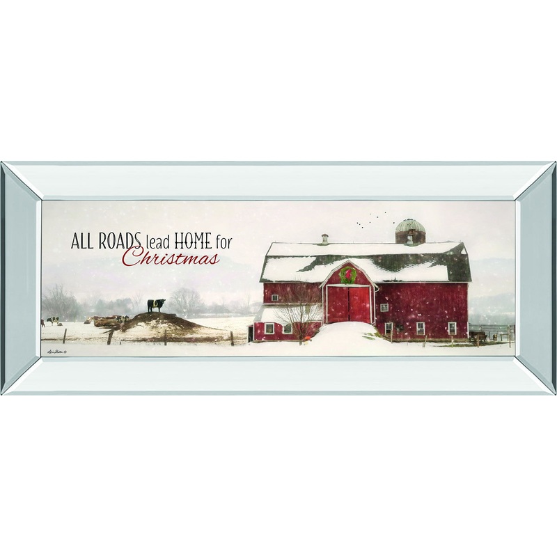 All Roads Lead Home For Christmas By Lori Deiter – Mirror Framed Print Wall Art – White