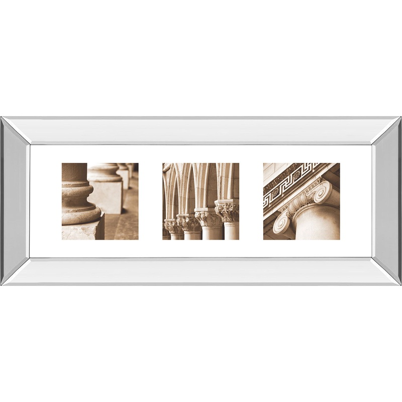 Architectural Triptych I By Tony Koukos – Mirror Framed Print Wall Art – Beige