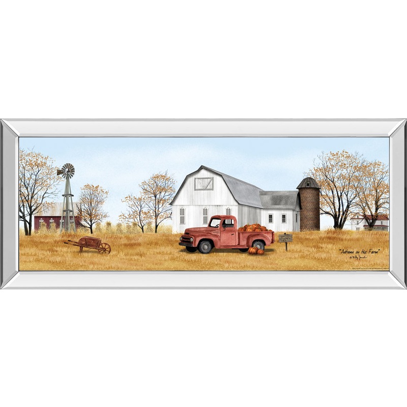 Autumn On The Farm By Billy Jacobs – Mirrored Frame Wall Art – Light Brown