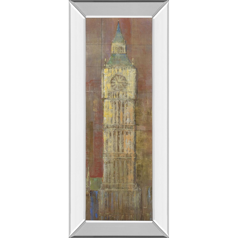 Big Ben By Longo – Mirror Framed Print Wall Art – Yellow