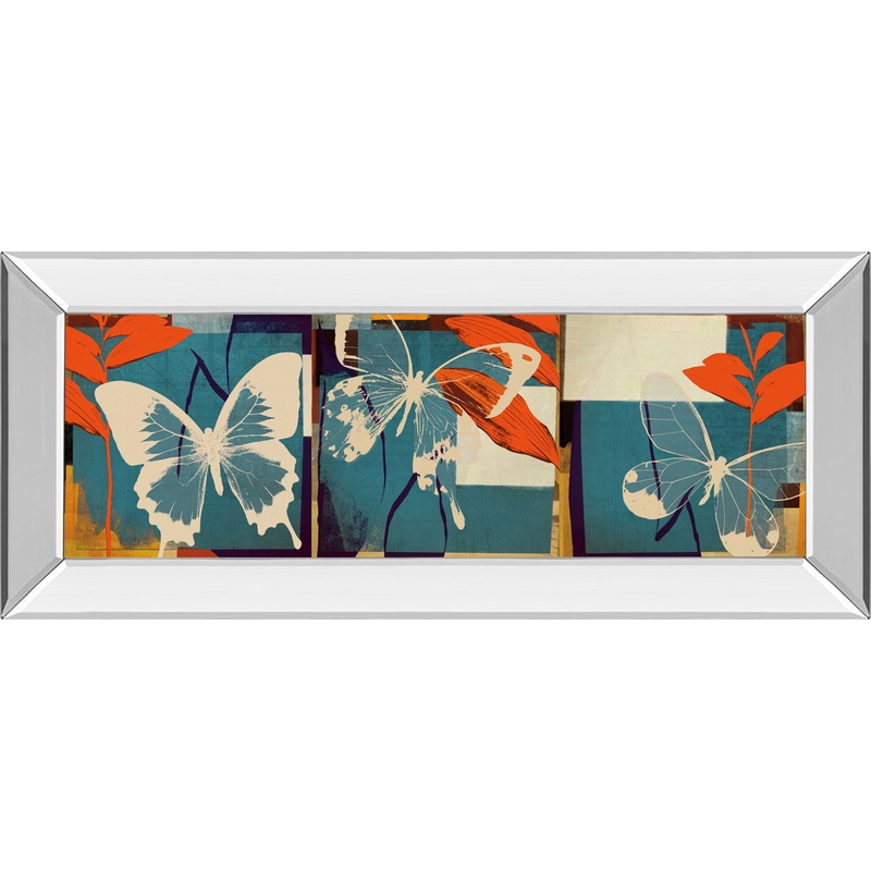 Butterflies Viola By Noah – Mirror Framed Print Wall Art – Blue