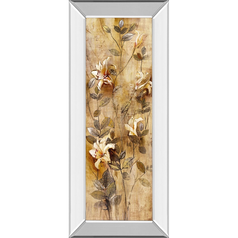 Candlelight Lilies I By Douglas – Mirror Framed Print Wall Art – Beige