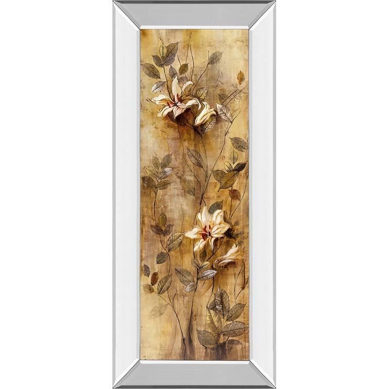 Candlelight Lilies Il By Douglas – Mirror Framed Print Wall Art – Beige