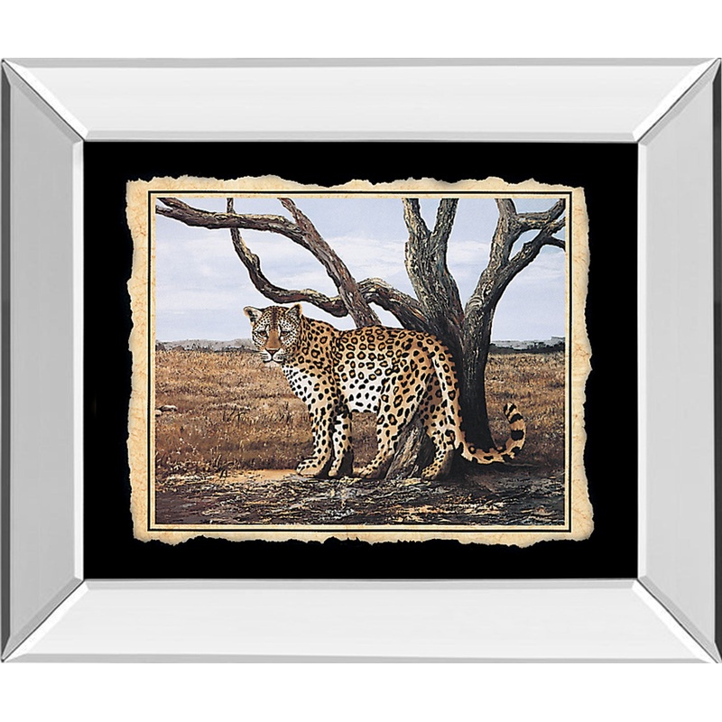 Cheetah – Mirror Framed Print Wall Art – Beige