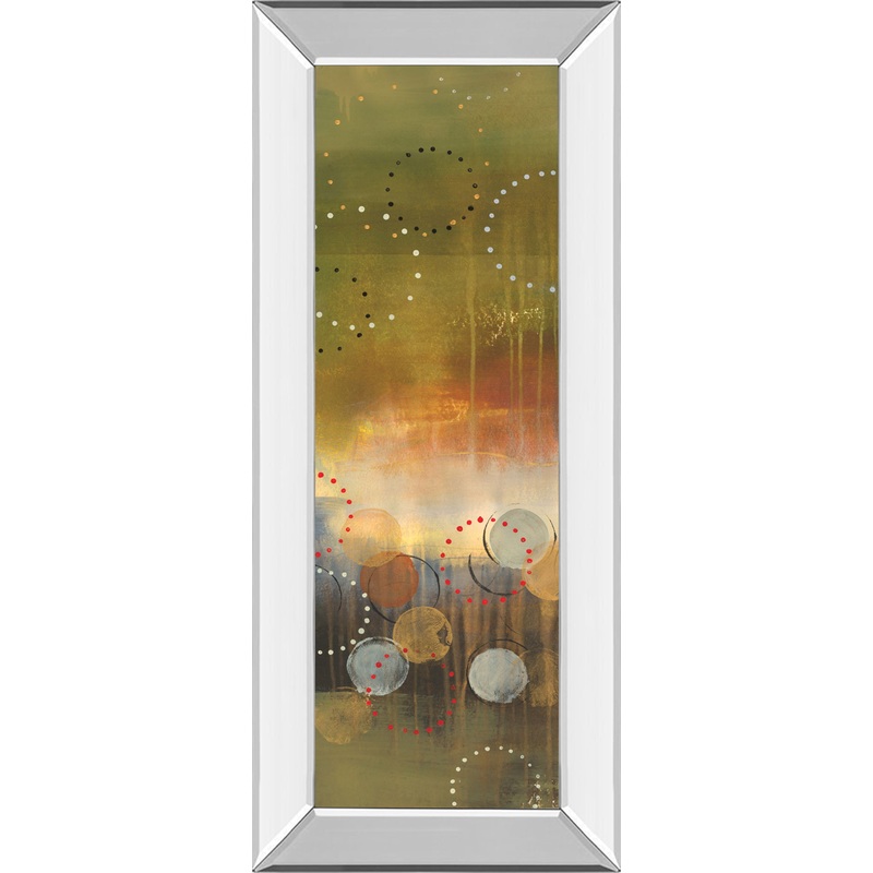 Circles In Green Panel I By Jeni Lee – Mirror Framed Print Wall Art – Green