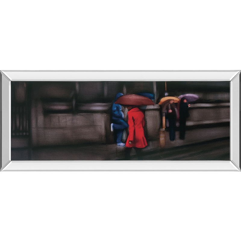 Down On The Street By Xavier Visa – Mirrored Frame Wall Art – Dark Brown
