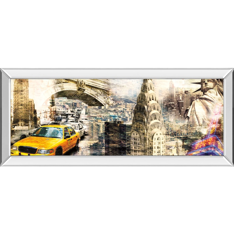 Downtown New York By Sola B – Mirrored Frame Wall Art – Beige