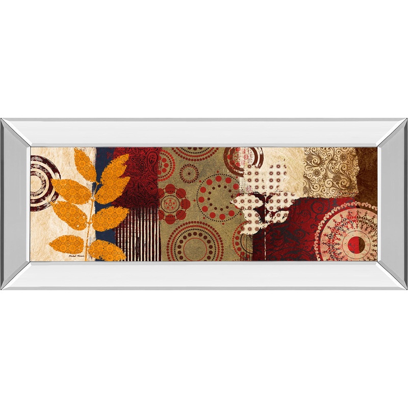 Fall Leaf Panel Il By Michael Marcon – Mirror Framed Print Wall Art – Red