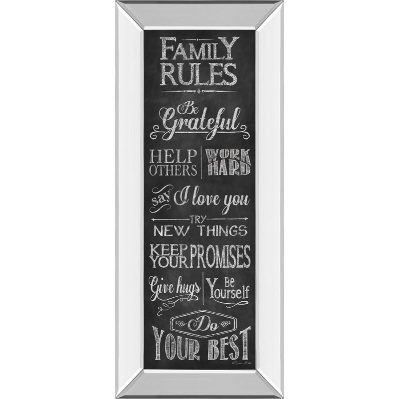 Family Rules By Susan Ball – Mirror Framed Print Wall Art – Black
