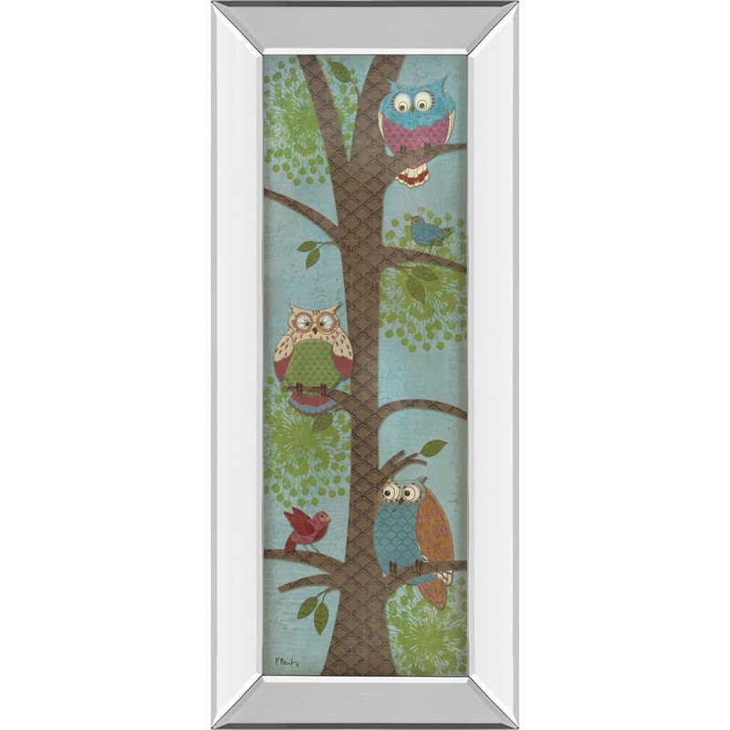 Fantasy Owls Panel Il By Paul Brent – Mirror Framed Print Wall Art – Blue