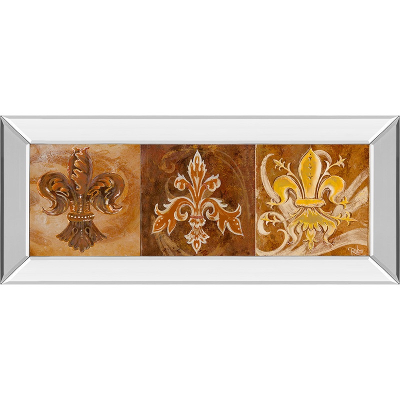 Fleur De Lis Trio Il By Thomas Riker Mirror – Framed Print Wall Art – Dark Brown