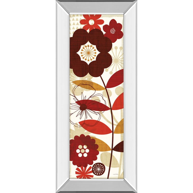 Floral Pop Panel I By Mo Mullan – Mirror Framed Print Wall Art – Red