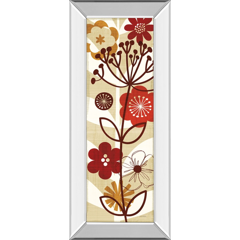 Floral Pop Panel Il By Mo Mullan – Mirror Framed Print Wall Art – Red