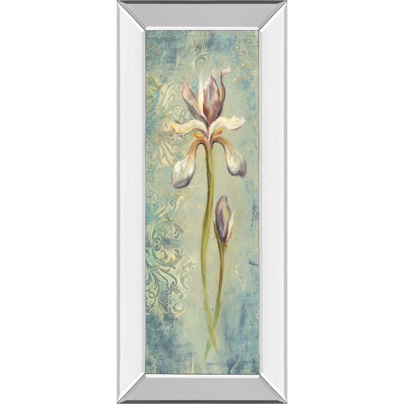 Floral Xi By Lee Hazel – Mirror Framed Print Wall Art – Blue