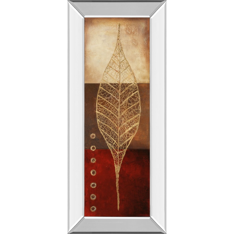 Fossil Leaves Il By Patricia Pinto – Mirror Framed Print Wall Art – Red