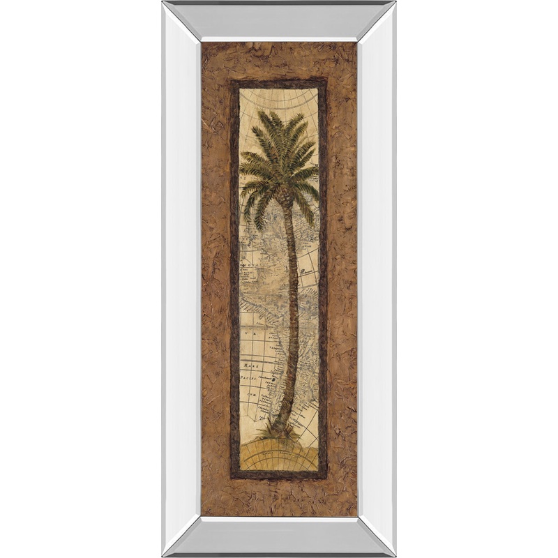 Global View I By Charlene Olson – Mirror Framed Print Wall Art – Dark Brown