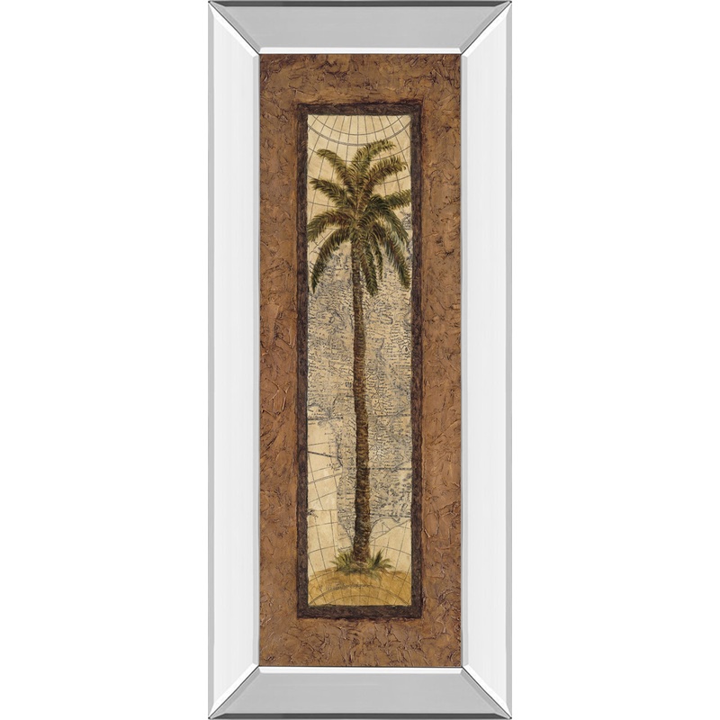 Global View II By Charlene Olson – Mirror Framed Print Wall Art – Dark Brown