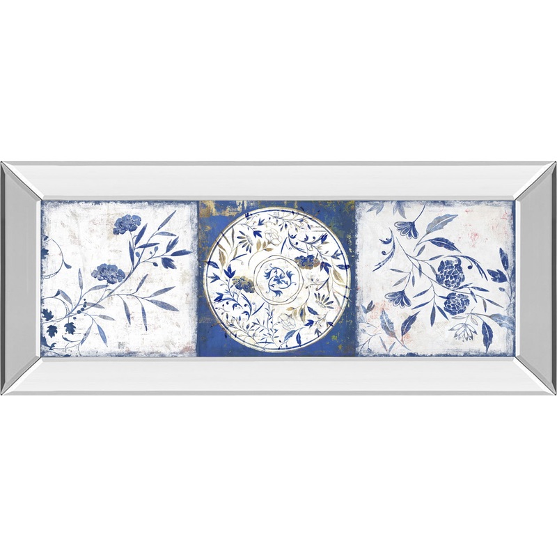 Indgio Ceramics I By Isabelle Z – Mirrored Frame Wall Art – Blue
