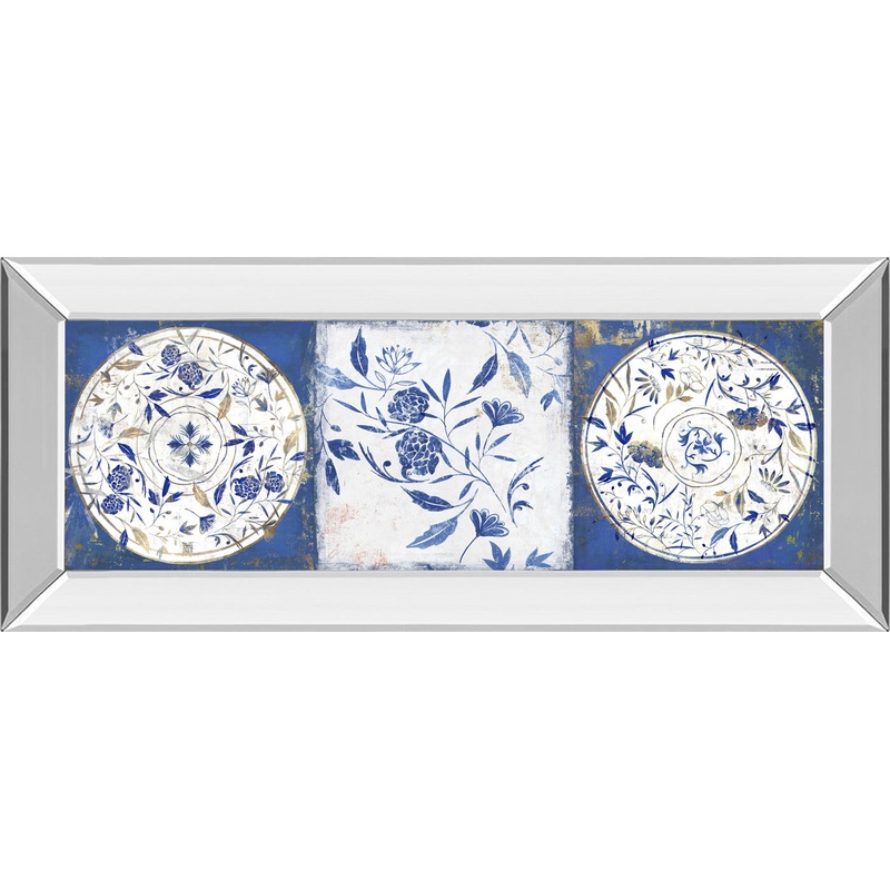 Indgio Ceramics II By Isabelle Z – Mirrored Frame Wall Art – Blue