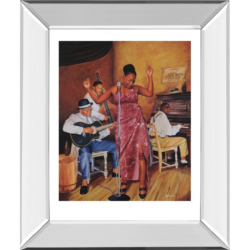 Jazz Vocals – Mirror Framed Print Wall Art – Yellow