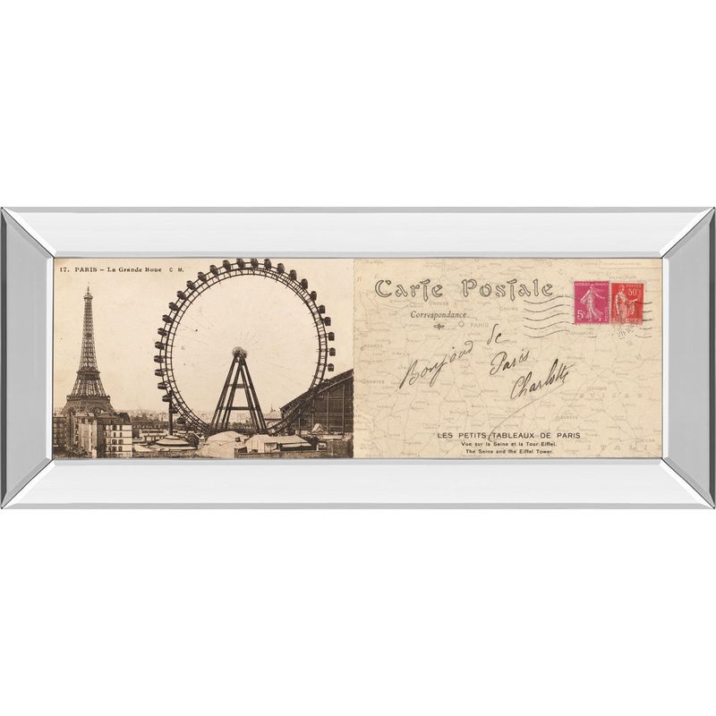 Lettre De Paris II By Wild Apple Graphics – Mirror Framed Print Wall Art – Beige