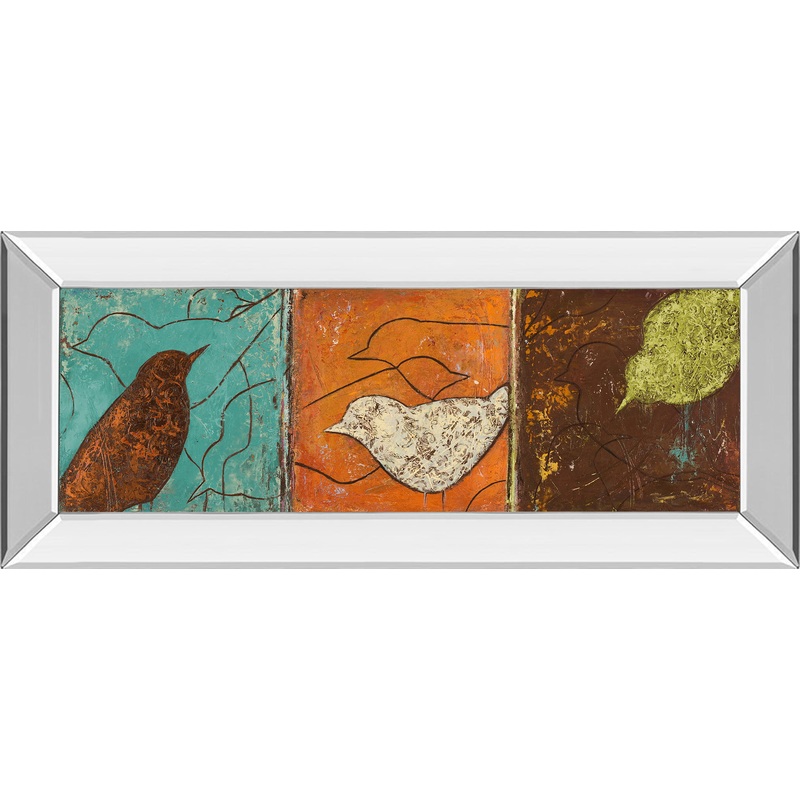 Lovely Birds I By Patricia Pinto – Mirror Framed Print Wall Art – Dark Brown