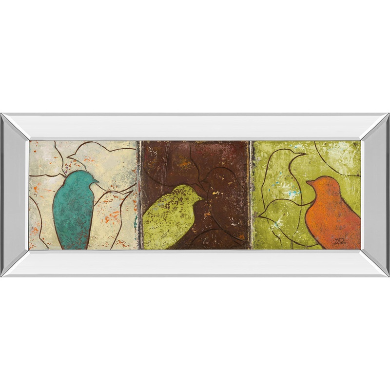 Lovely Birds Il By Patricia Pinto – Mirror Framed Print Wall Art – Dark Brown