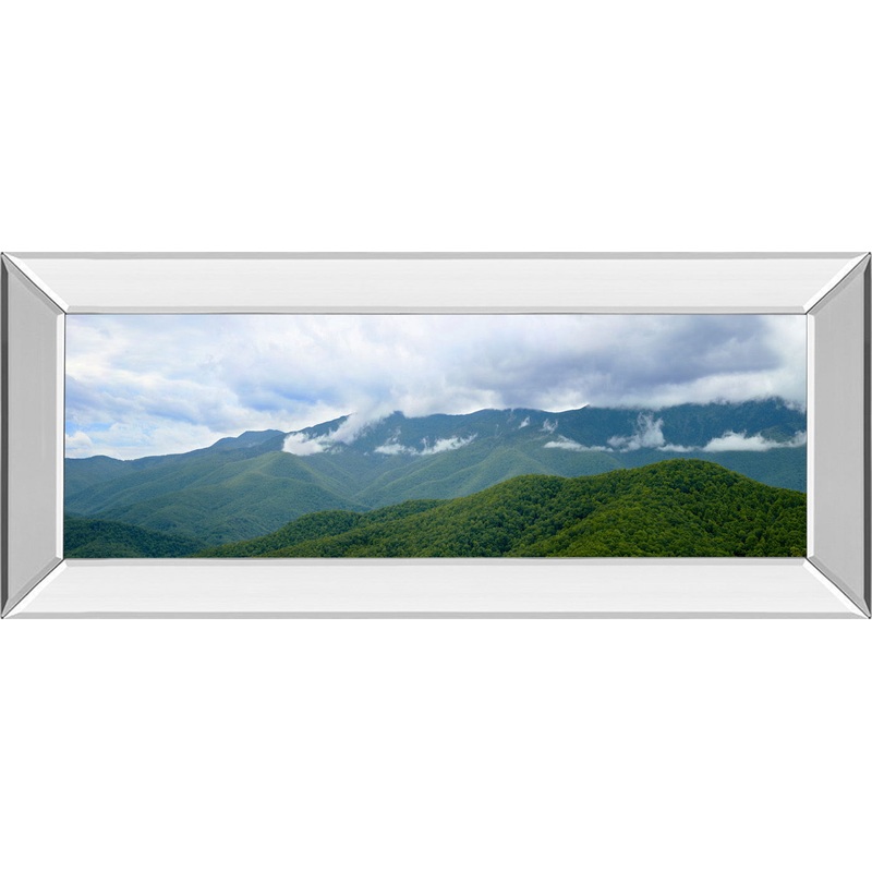 Misty Mountains Il By Kames Mcloughlin – Mirror Framed Print Wall Art – Green