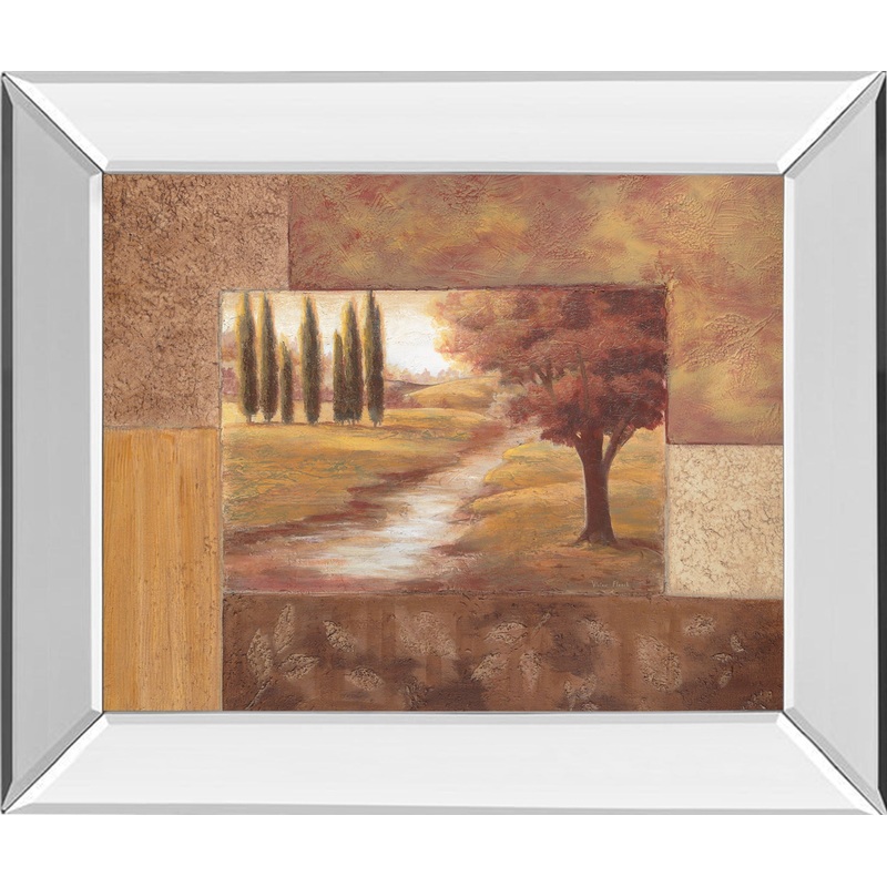 Peaceful Stream Il By Vivian Flasch – Mirror Framed Print Wall Art – Dark Brown