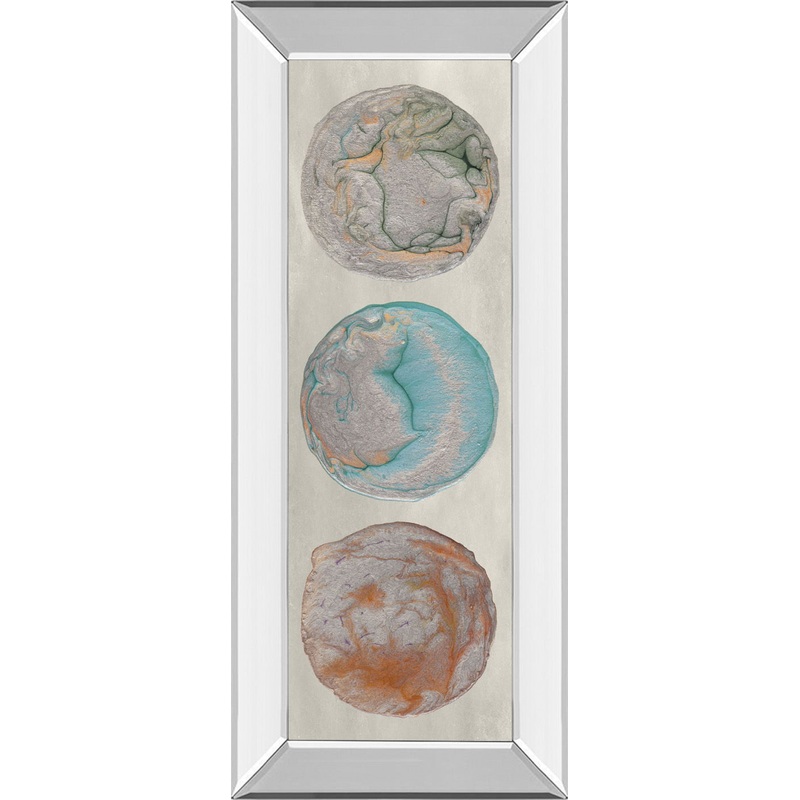 Planet Trio Il By Alicia Ludwig – Mirror Framed Print Wall Art – Blue