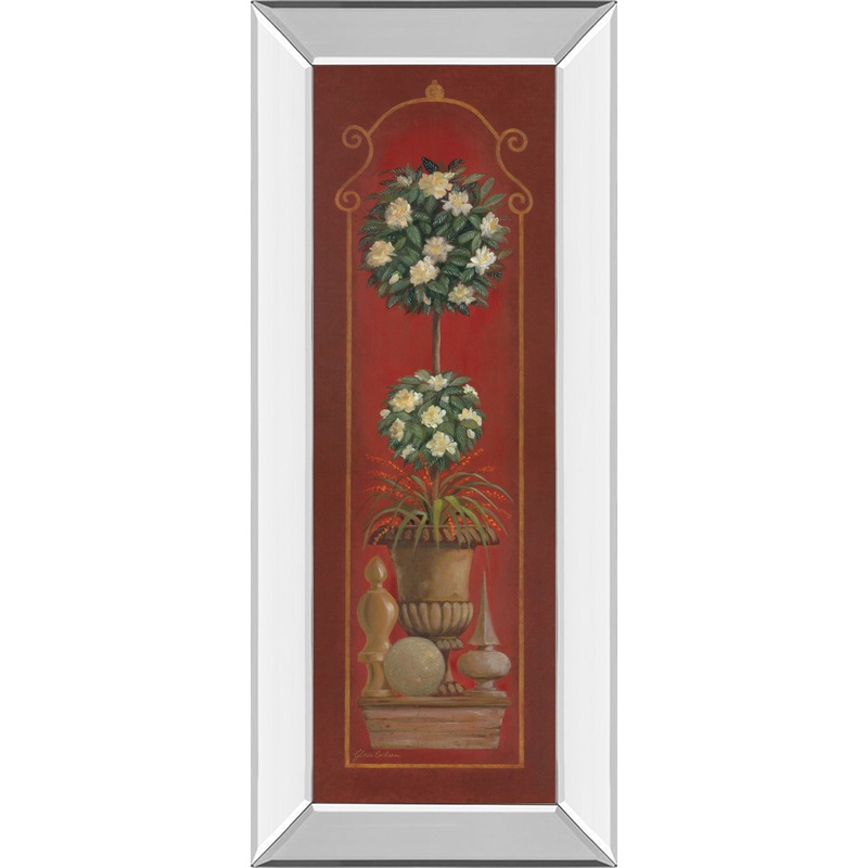Potted Plant II – Mirrored Framed Print Wall Art – Red