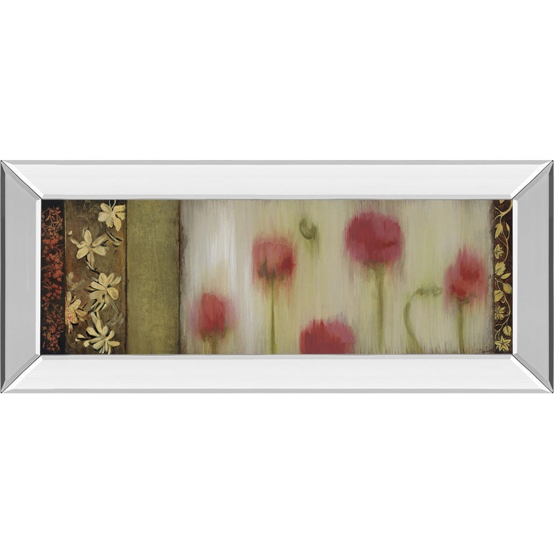 Rain Flower Il By Dysart – Mirror Framed Print Wall Art – Red