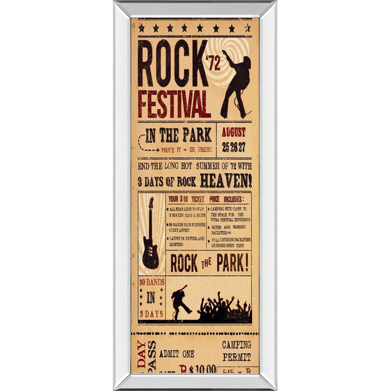 Rock Festival By The Vintage Collection – Mirrored Frame Wall Art – Light Brown