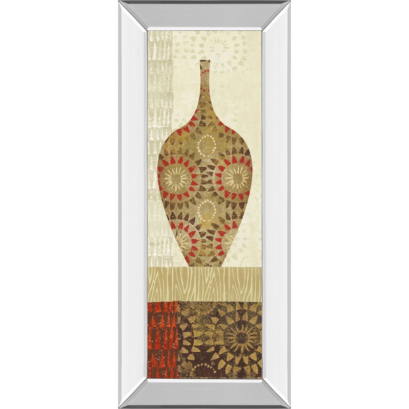 Spice Stripe Vessels Panel III By Wild Apple Portfolio – Mirror Framed Print Wall Art – Beige