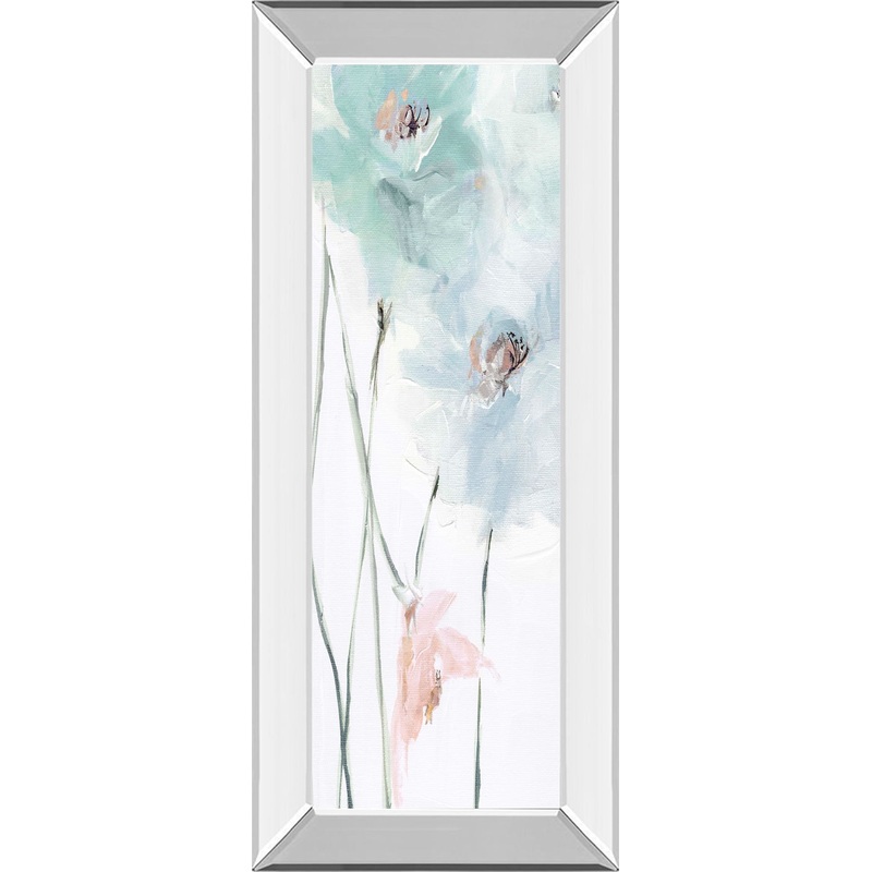 Spring Poppies I By Susan Pepe – Mirrored Frame Wall Art – Light Blue