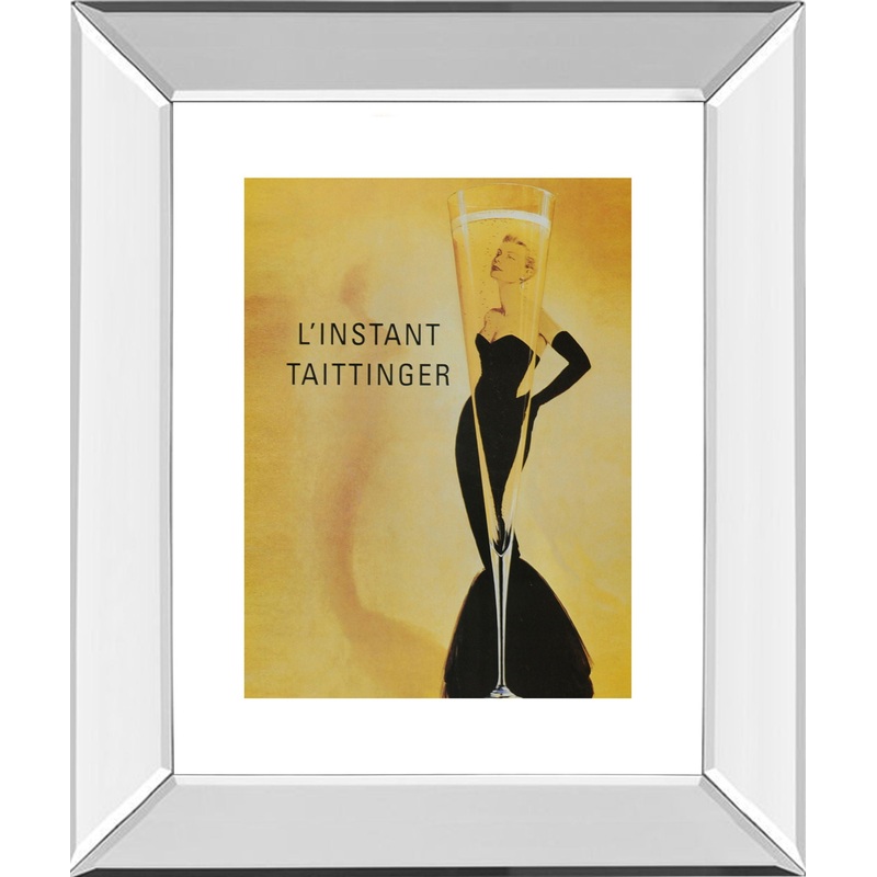 Taittinger – Mirror Framed Print Wall Art- Yellow – Yellow
