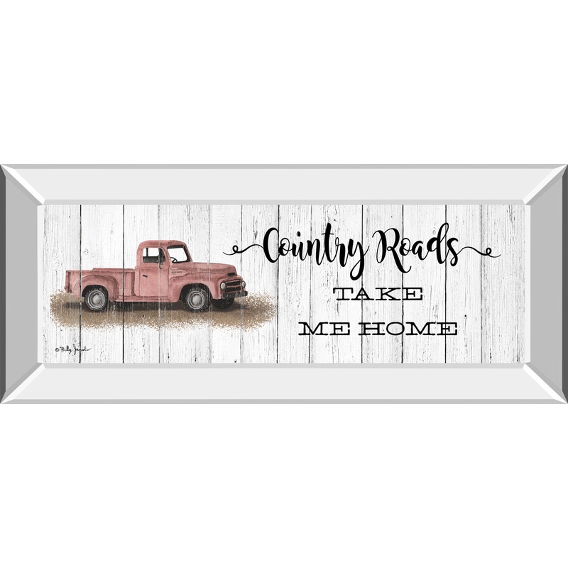 Take Me Home Country Roads By Billy Jacobs – Mirrored Frame Wall Art – Beige